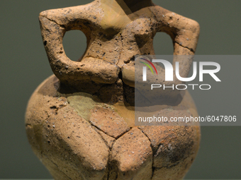 Anthropomorphic figurine seen inside the National Archeology Museum in Sofia. 
On Wednesday, September 30, 2020, in Sofia, Bulgaria. (