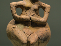 Anthropomorphic figurine seen inside the National Archeology Museum in Sofia. 
On Wednesday, September 30, 2020, in Sofia, Bulgaria. (