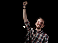 Anti-austerity party Podemos' leader Pablo Iglesias during his speech  in Madrid on May 24, 2015. Spain's 