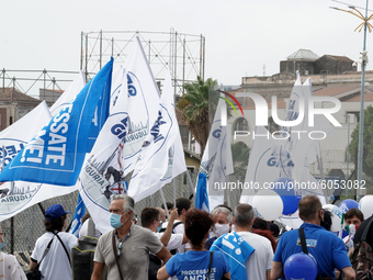 Supporters of Lega Party participates in the demonstration in favor of Matteo Salvini ''The Italians Choose Freedom'' organized by Matteo Sa...