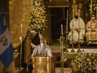 Monsignor Gonzalo de Villa, (C) SJ Metropolitan Archbishop of Guatemala, recently appointed by Pope Francis offers the homily on Sunday, Oct...