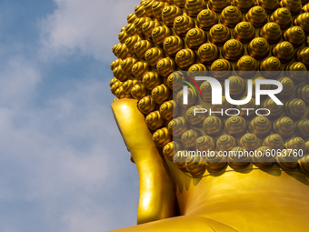 A giant Buddha statue under construction at Wat Paknam Bhasi Charoen temple in west of Bangkok on October 6, 2020 in Bangkok, Thailand.
Med...