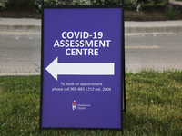 Sign at a COVID-19 testing centre in Richmond Hill, Ontario, Canada on June 19, 2020.  (