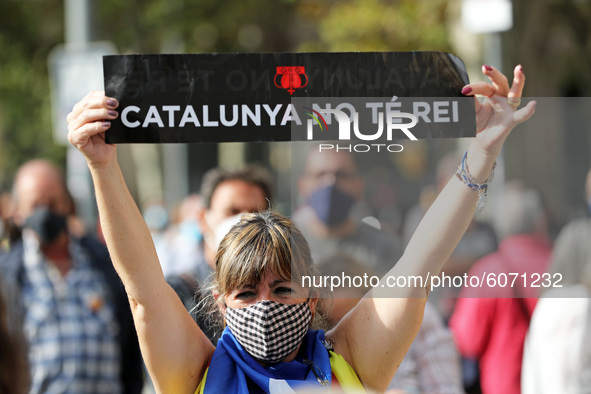 Protests against the King of Spain, Felipe VI, for his visit to Barcelona, on 09th October 2020. 