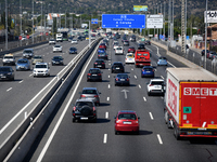 Traffic In Autopista A6 Highway Madrid during the announcement of the state of alarm in Madrid , Spain, on October 09, 2020. (