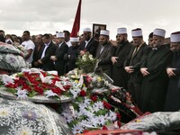 PRISTINA, KOSOVO-- May 26, 2015- Imams participate in the funeral  in Kosovo for eight ethnic Albanian gunman killed in clashes with police...