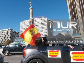 Protest against the government called by rrss and cited by vox, in Madrid, Spain, on 0ctober 12, 2020. (
