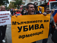A man carries a poster that reads 'Your silence kills Armenians!' during a really in Sofia.
Members of the Armenian diaspora gathered in the...
