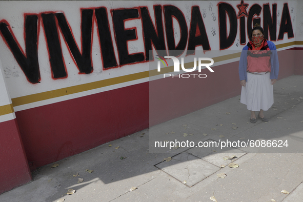 Women from the Otomí community who residein Mexico City, Mexico, on October 13, 2020, keep the facilities of the National Institute of Indig...