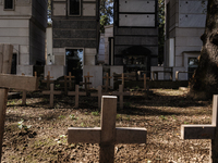The crosses marking the burials of fetuses were seen at the Nuovissimo cemetery in Poggioreale on 6 October 2020 in Naples, Italy. After a w...