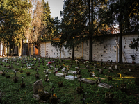 The crosses marking the burials of fetuses were seen at the cemetery of Caserta on 9 October 2020 in Caserta, Italy. After a woman discovere...