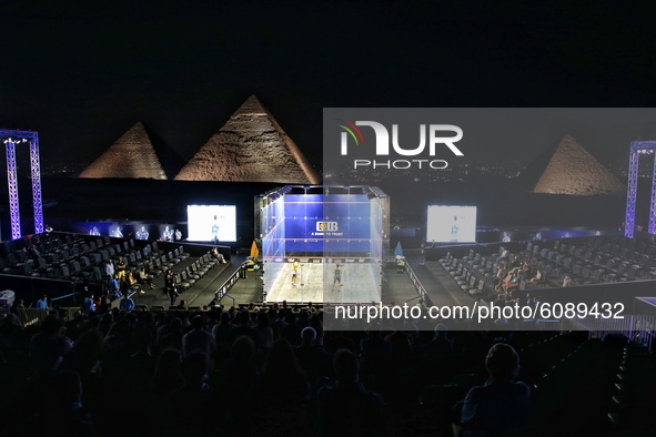 The Egypt International Squash Championship held in the pyramids area in Giza, Egypt, on 14 October 2020. 