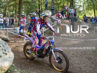 LAZZATE, ITALY - OCTOBER 10, 2020: Matteo Grattarola (Gold medal 2020), Beta Team, in action during the 2020 FIM Trial2 World Championships...