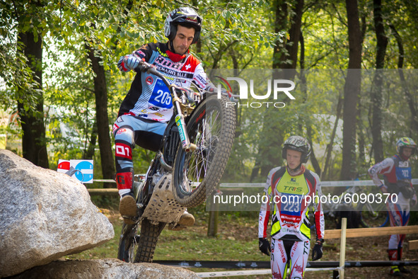 LAZZATE, ITALY - OCTOBER 10, 2020: Francesc Moret Clota, Montesa Team, in action during the 2020 FIM Trial2 World Championships in Lazzate,...