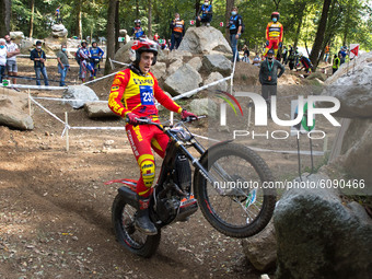 LAZZATE, ITALY - OCTOBER 10, 2020: Pablo Suarez, Montesa Team, in action during the 2020 FIM Trial2 World Championships in Lazzate, Italy, o...