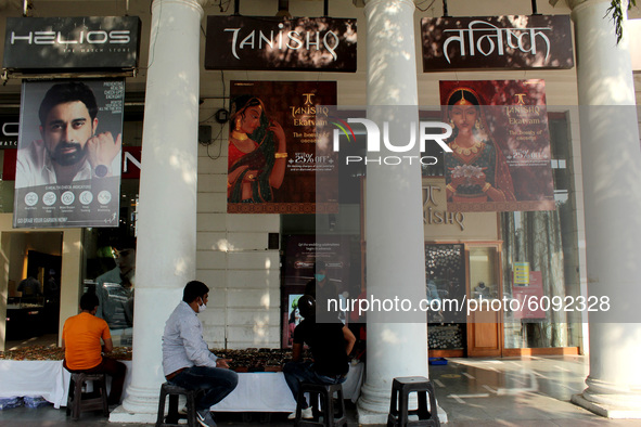 A view of Titan's jewellery brand 'Tanishq' showroom at Connaught Place in New Delhi on October 15, 2020. One of India's top jewellery brand...