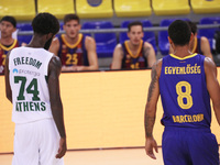 Howard Sant-Roos and Adam Hanga during the match between FC Barcelona and Panathinaikos BC, corresponding to the week 4 of the Euroleague, p...