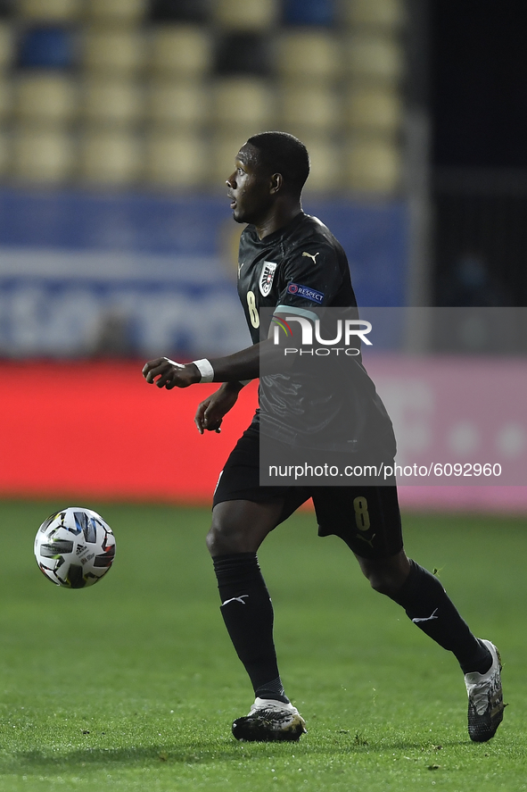 David Alaba of Austria in action during during match against Romania of UEFA Nations League football match in Ploiesti city October 14, 2020...