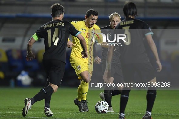 Claudiu Keseru of Romania in action during the game during the UEFA Nations League match between Romania v Austria, in Ploiesti, Romania, on...