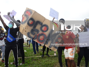 The Youths of End Sars Protesters gather to barricade the Lagos - Ibadan expressway, the oldest highway and major link to all parts of the c...