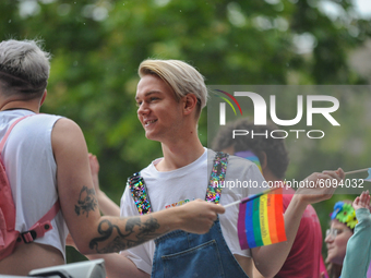 Participants and spectators took to the streets honoring LGBTQ rights during the 2019 Gay Pride Parade, Saturday, June 22nd, 2019, in Cincin...