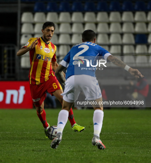 Biagio Meccariello in action during the match between Brescia and Lecce for the Serie B at Stadio Mario Rigamonti, Brescia, Italy, on octobe...