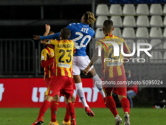 Florian Ayè in action during the match between Brescia and Lecce for the Serie B at Stadio Mario Rigamonti, Brescia, Italy, on october 16 20...