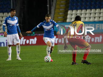 Nikolas Spalek of Brescia in action during the match between Brescia and Lecce for the Serie B at Stadio Mario Rigamonti, Brescia, Italy, on...