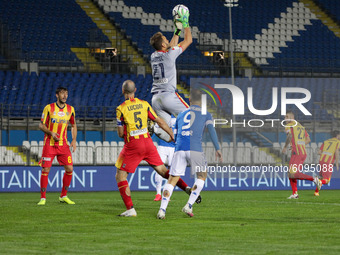 Alfredo Donnarumma of Brescia and Marco Bleve of Lecce in action during the match between Brescia and Lecce for the Serie B at Stadio Mario...