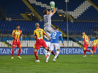 Alfredo Donnarumma of Brescia and Marco Bleve of Lecce in action during the match between Brescia and Lecce for the Serie B at Stadio Mario...