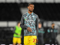 
Christian Kabasele of Watford warms up ahead of kick-off during the Sky Bet Championship match between Derby County and Watford at the Prid...