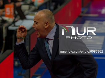 Rimas Kurtinaitis, Head Coach of Khimki Moscow in action during the 2020/2021 EuroLeague Regular Season J4 game between Baskonia Vitoria Gas...