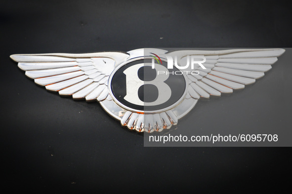 Logo of Bentley car is pictured outdoors in Krakow, Poland, on October 15th, 2020.   