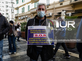 Protest for school closed for the corona virus outside Campania Region in Naples, Italy, on October on 17, 2020. (