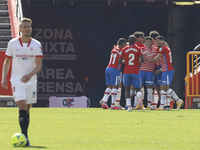 Yangel Herrera, of Granada CF , celebrates the victory goal during the La Liga match between Granada CF and Sevilla FC at Nuevo Los Carmenes...