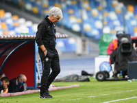 Gian Piero Gasperini manager of Atalanta BC looks dejected during the Serie A match between SSC Napoli and Atalanta BC at Stadio San Paolo,...