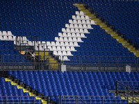The grandstands of the Mario Rigamonti Stadium in Brescia empty because of the public ban for the coronavirus emergency, Brescia, october 16...