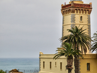 Cape Spartel Lighthouse at the entrance to the Strait of Gibraltar in Tangier (Tangiers), Morocco, Africa. This is the point where the Atlan...