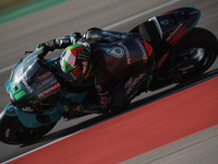 Franco Morbidelli (21) of Italy and Petronas Yamaha SRT during the qualifying for the MotoGP of Aragon at Motorland Aragon Circuit on Octobe...
