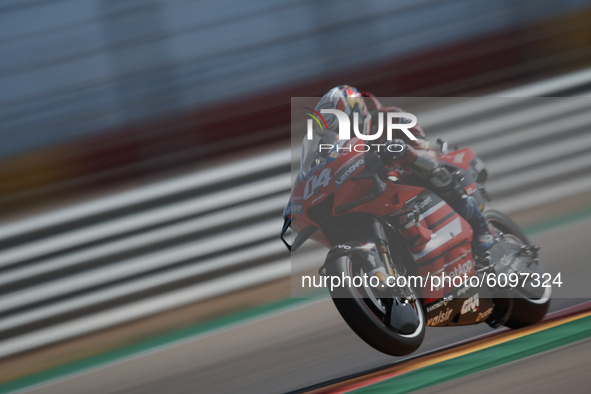 Andrea Dovizioso (4) of Italy and Ducati Teamduring the qualifying for the MotoGP of Aragon at Motorland Aragon Circuit on October 17, 2020...