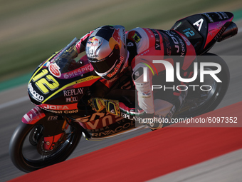 Filip Salac (12) of Czech Republic and Rivacold Snipers Team during the qualifying for the MotoGP of Aragon at Motorland Aragon Circuit on O...