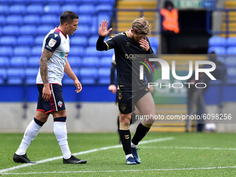 Bolton Wanderers' Antoni Sarcevic ands Oldham Athletic's Conor McAleny in action during the Sky Bet League 2 match between Bolton Wanderers...