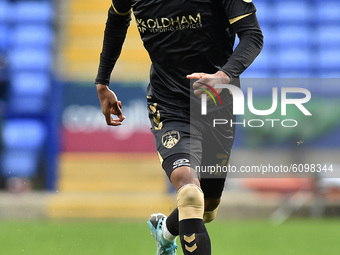 Oldham Athletic's Dylan Bahamboula in action during the Sky Bet League 2 match between Bolton Wanderers and Oldham Athletic at the Reebok St...