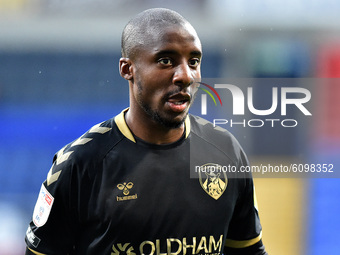Oldham Athletic's Dylan Bahamboula in action during the Sky Bet League 2 match between Bolton Wanderers and Oldham Athletic at the Reebok St...