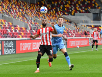 Rico Henry, Ben Sheaf during the Sky Bet Championship match between Brentford and Coventry City at Brentford Community Stadium on October 17...