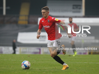 Ashley Hunter of Salford City on the ball during the Sky Bet League 2 match between Port Vale and Salford City at Vale Park, Burslem, Englan...