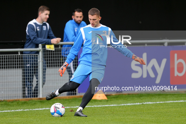 Joel Dixon of Barrow during the Sky Bet League 2 match between Harrogate Town and Barrow at Wetherby Road, Harrogate, England on 17th Octobe...