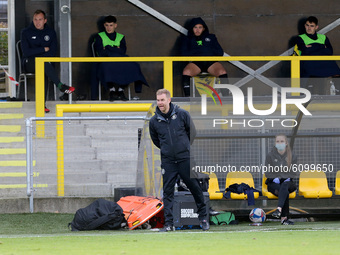 Harrogate Town manager Simon Weaver during the Sky Bet League 2 match between Harrogate Town and Barrow at Wetherby Road, Harrogate, England...