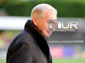 Harrogate Town's  Chairman Irving Weaver during the Sky Bet League 2 match between Harrogate Town and Barrow at Wetherby Road, Harrogate, En...