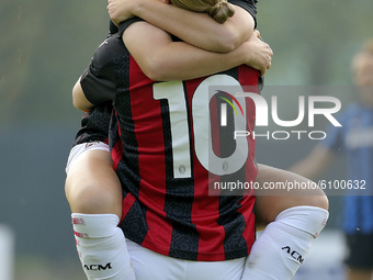 Natasha Khalila Dowie of AC Milan celebrates with Caroline Rask of AC Milan after scoring the goal during the Women Serie A match between AC...